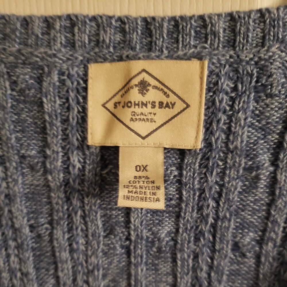 St. John's Bay Women's Light Blue V-neck Cable Knit Sweater Ladies 0X New NWT - Picture 3 of 6